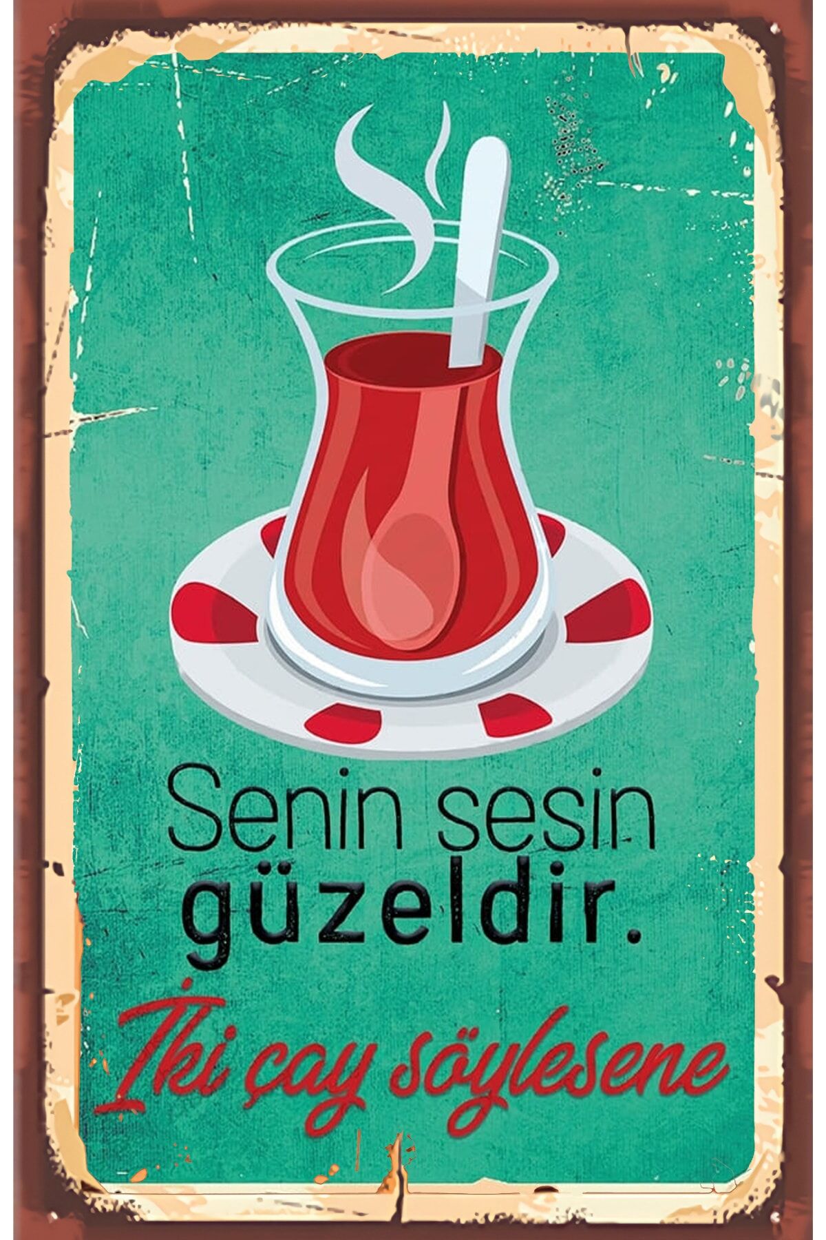 Çay Ve Kahve Temalı Retro Ahşap Poster