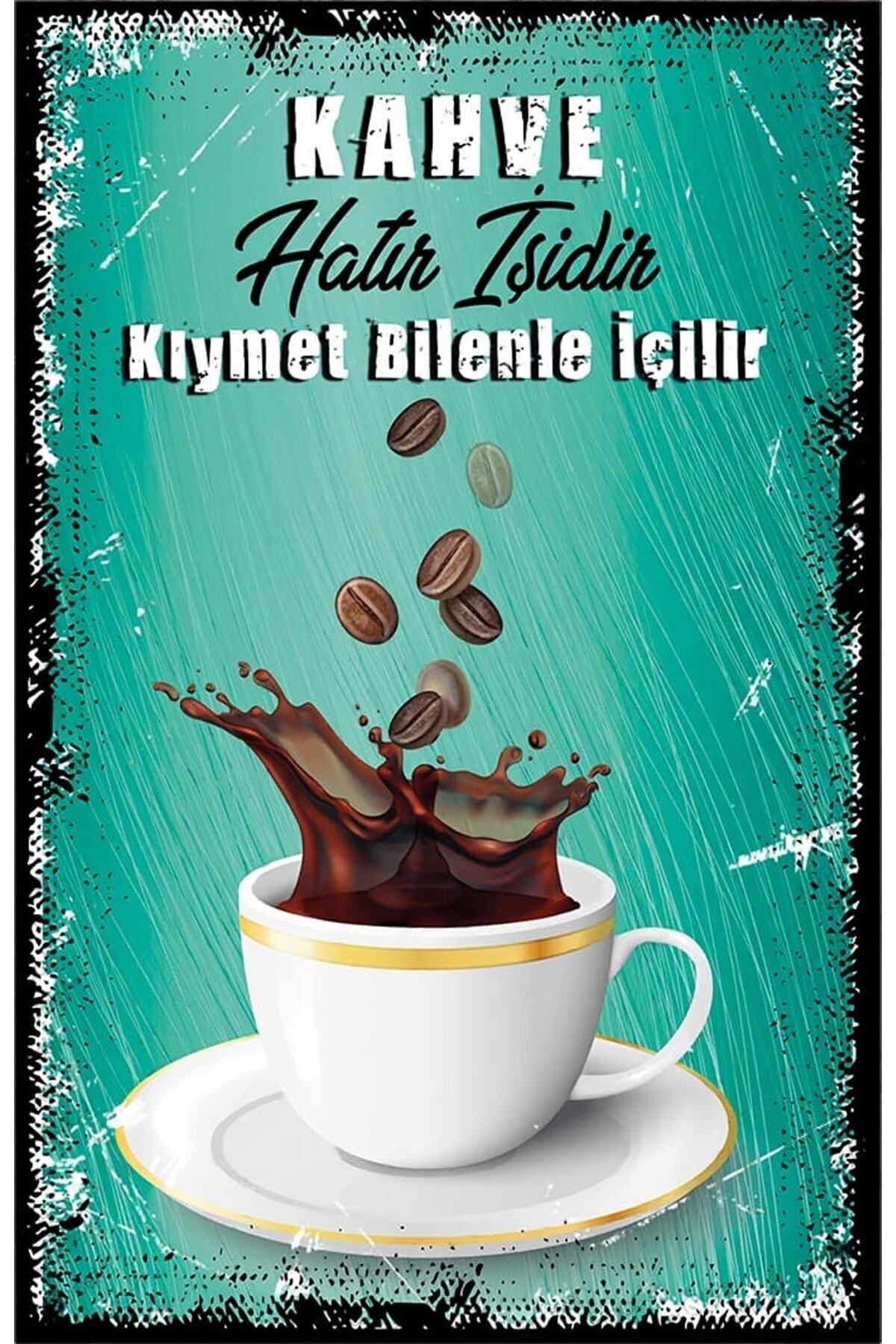 Çay Ve Kahve Temalı Retro Ahşap Poster