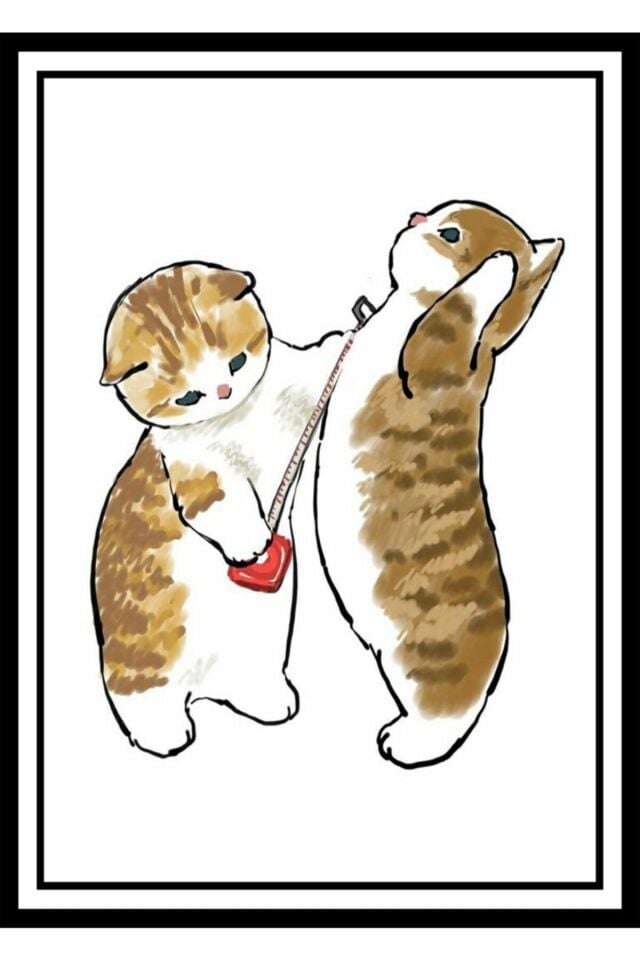 Kedili Ahşap Duvar Posterleri - 10 Parça Haylaz Kedi Set Poster