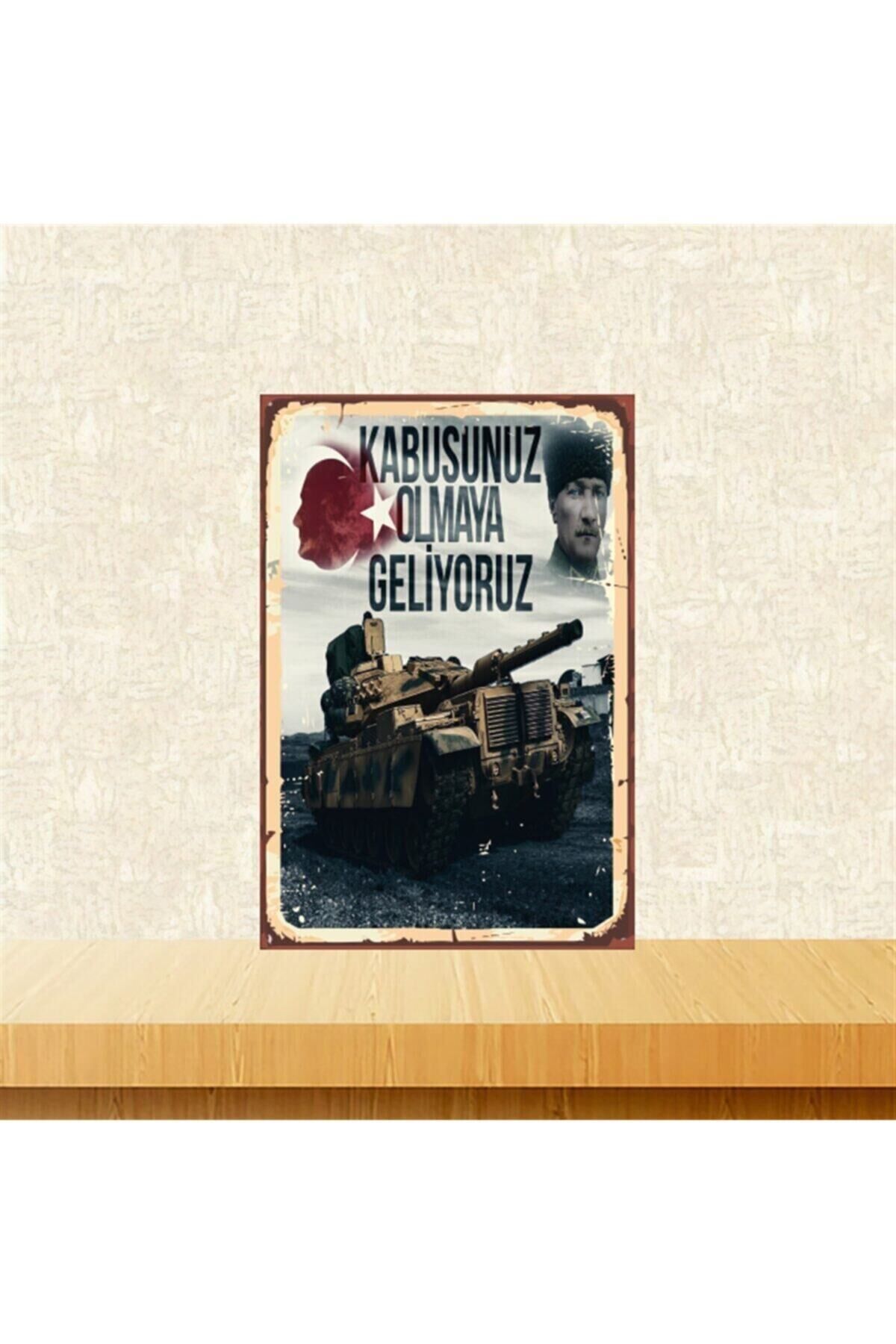 Kabusunuz Olmaya Geliyoruz 20-30 Cm Retro Ahşap Tablo Tkfx4621