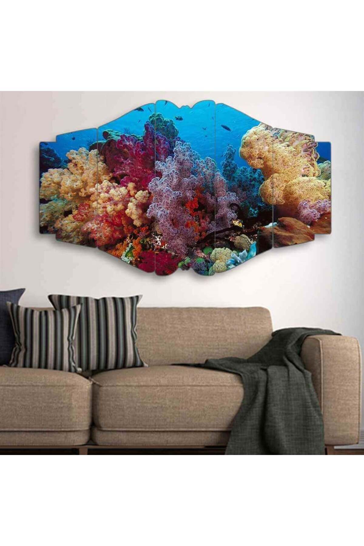 Derinliklerin Renkli Büyüsü - 5 Parçalı Deniz Tablo