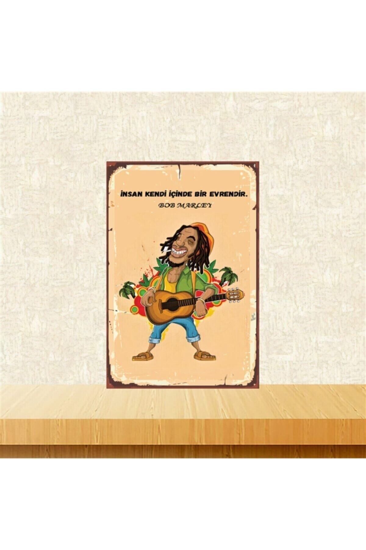 Bob Marley Insan Kendi Içinde 20-30 Cm Retro Ahşap Poster Tkfx4364