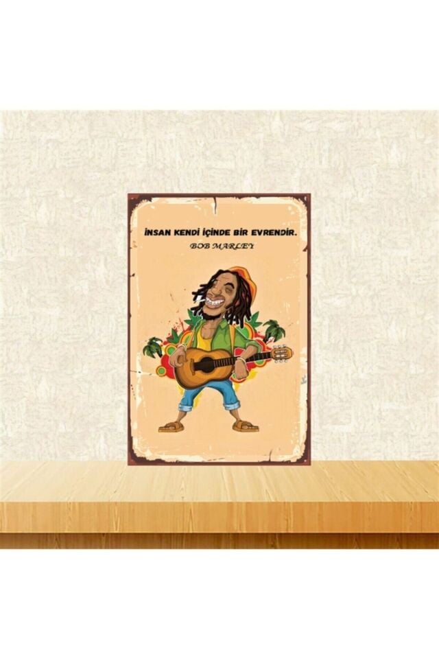 Bob Marley Insan Kendi Içinde 20-30 Cm Retro Ahşap Poster Tkfx4364