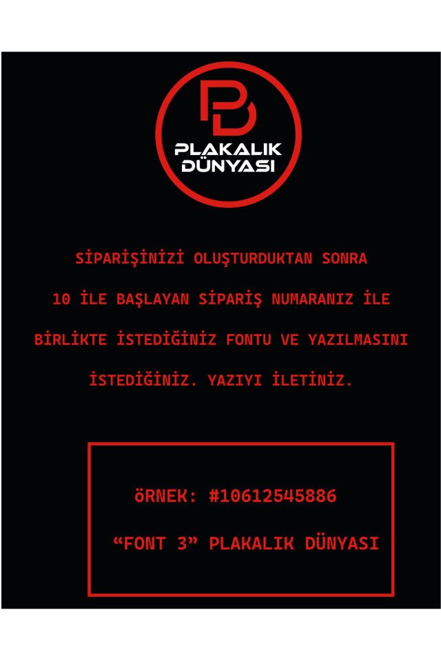 Kişiye Özel Siyah Pleksi Dubai Model Plakalık