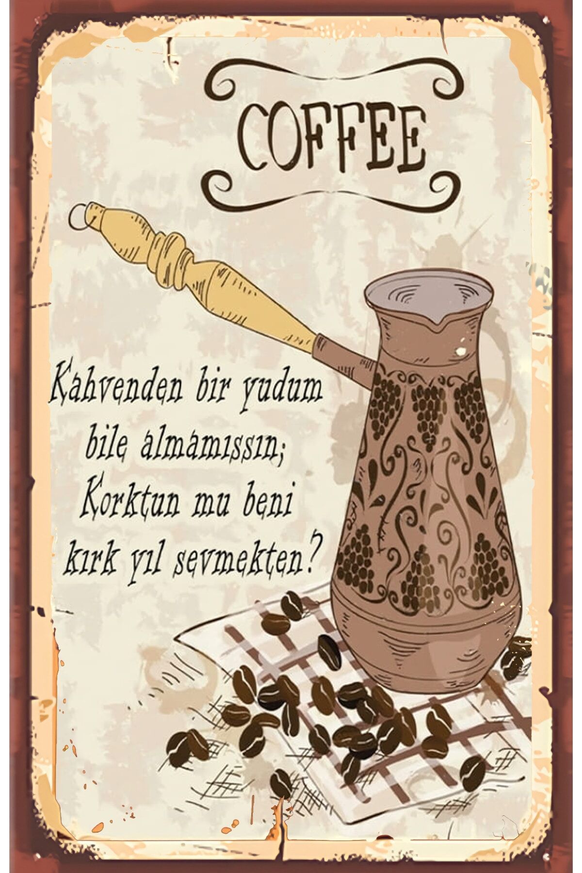 Çay Ve Kahve Temalı Retro Ahşap Poster