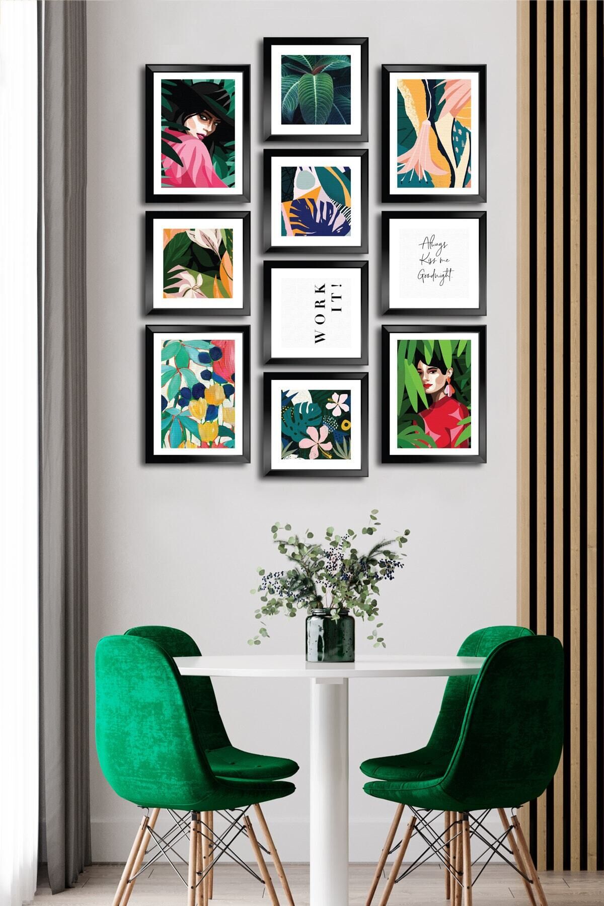 10 Parçalı Çerçeve Görünümlü Mdf Tablo Seti Flm173