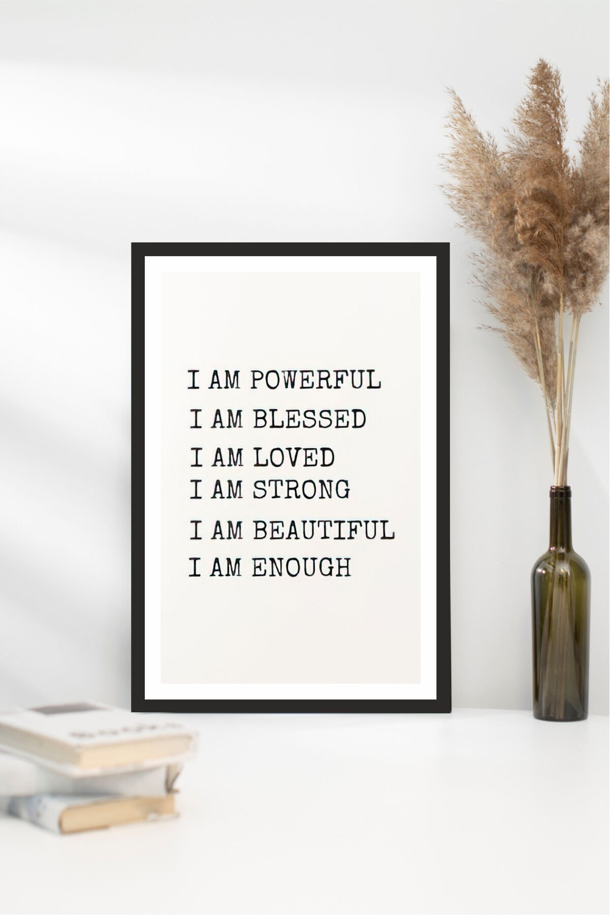 motto yazılı çerçeve görünümlü mdf tablo