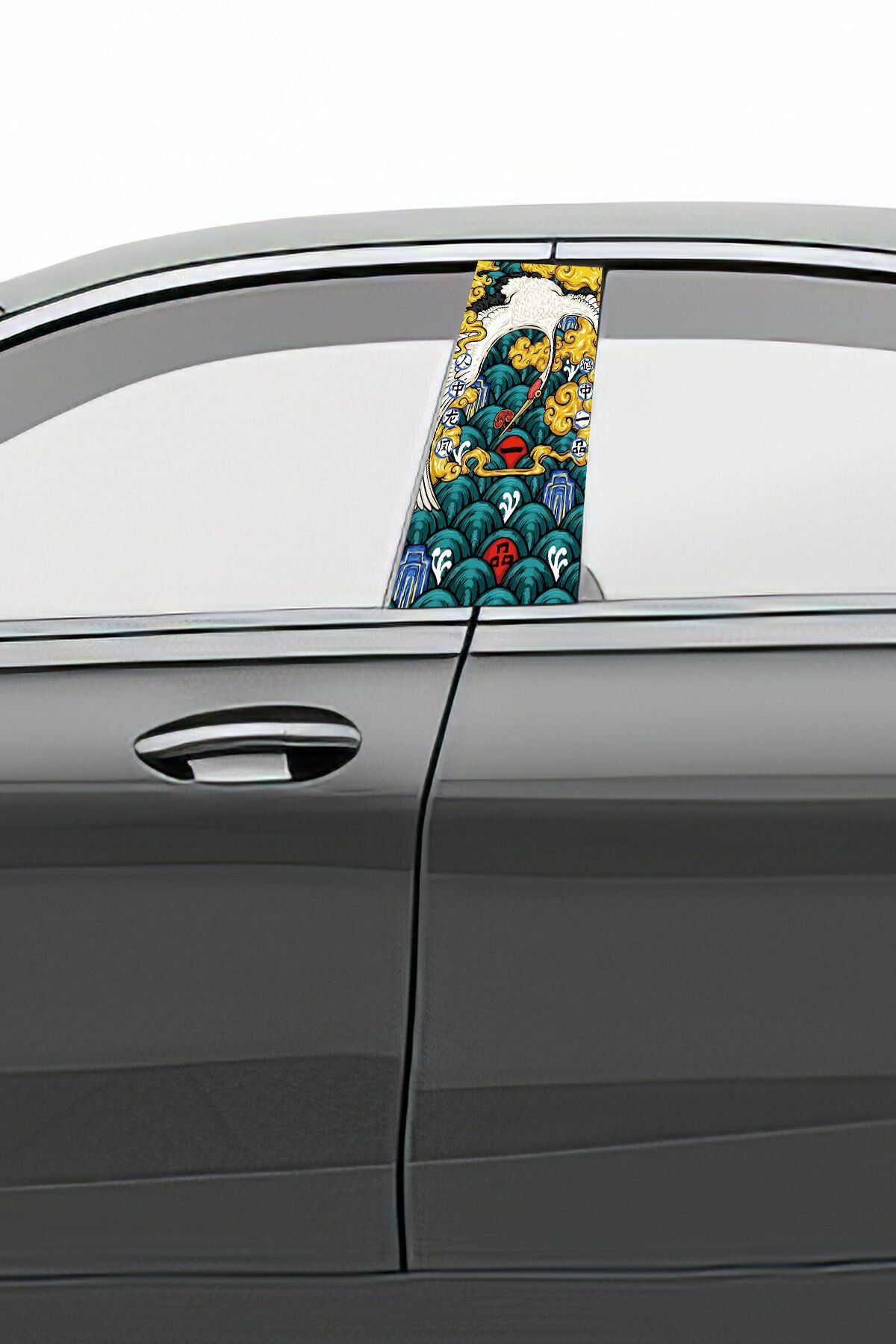 Araç Kapı Direk Kaplama Folyosu Desenli (Sağ Sol Takım) Uyumlu (2 Adet) - 22x50 cm