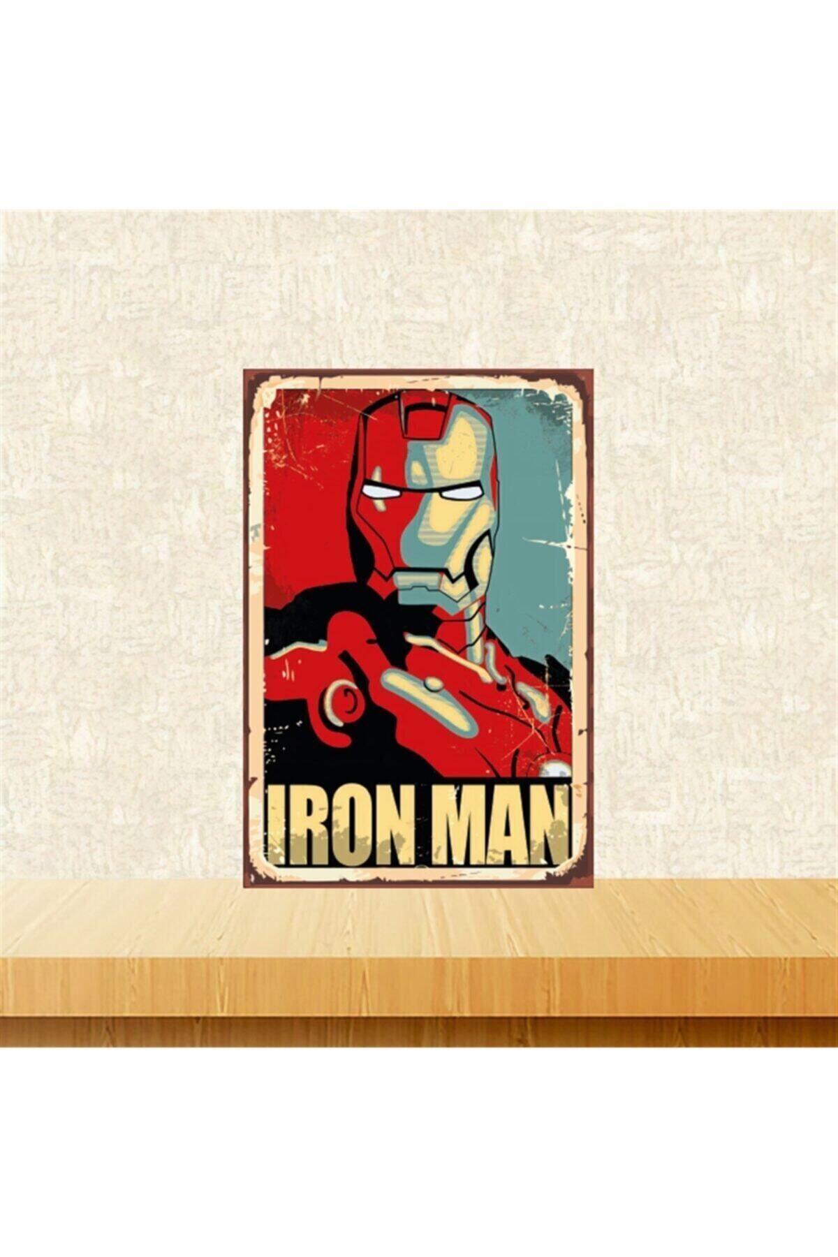 Iron Man 20-30 Cm Retro Ahşap Tablo Tkfx5055