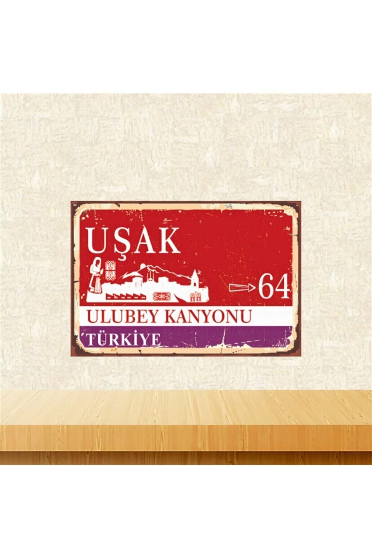 Uşak Ulubey Kanyonu 20-30 cm Retro Ahşap Tablo Tkfx5780