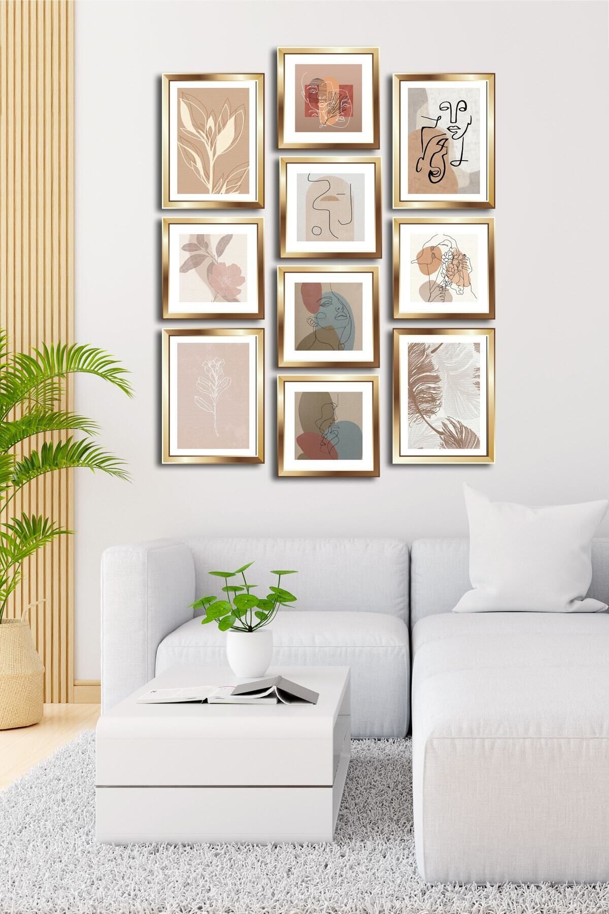 10 Parçalı Çerçeve Görünümlü Mdf Tablo Seti Flm200