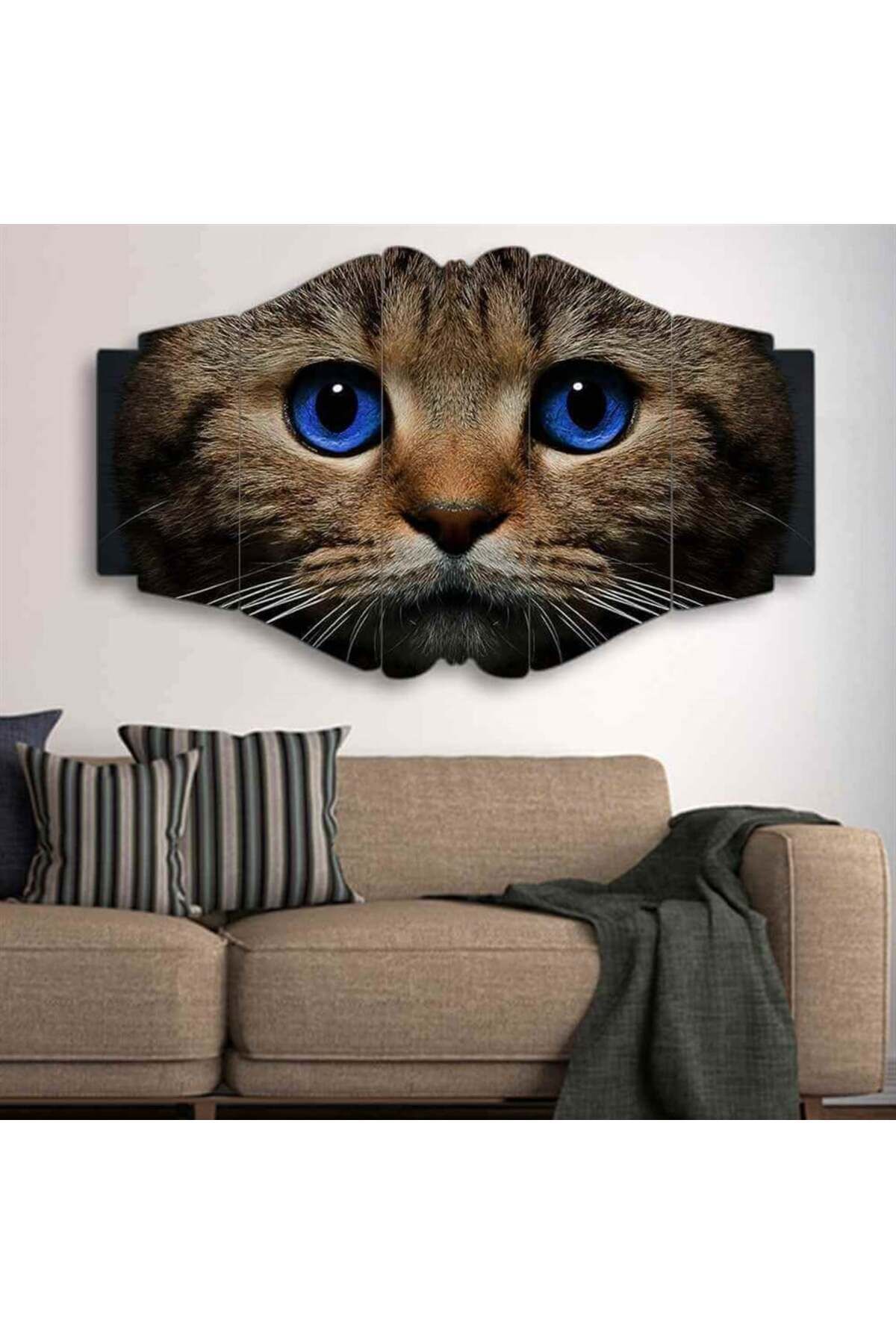 Mavi Gözlü Yavru Kedi - 5 Parçalı Tablo