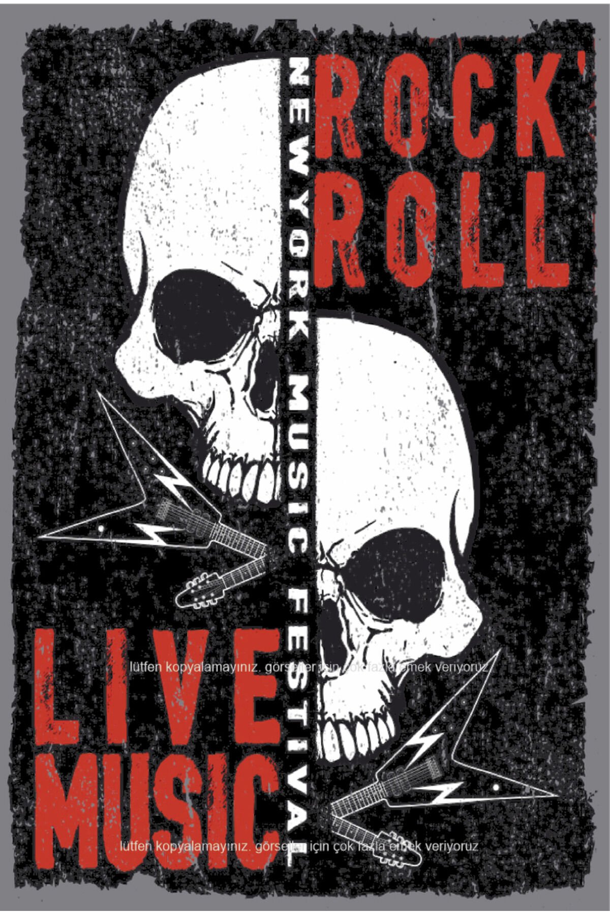 rock n roll canlı müzik gitar ev dekorasyon tablo retro ahşap poster