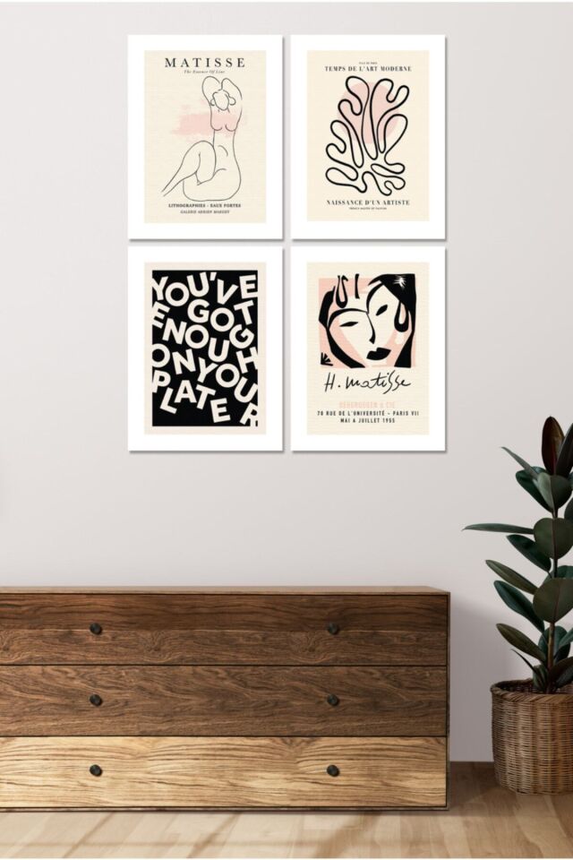 4 Parçalı Çerçeve Görünümlü Mdf Tablo Seti Dnu076