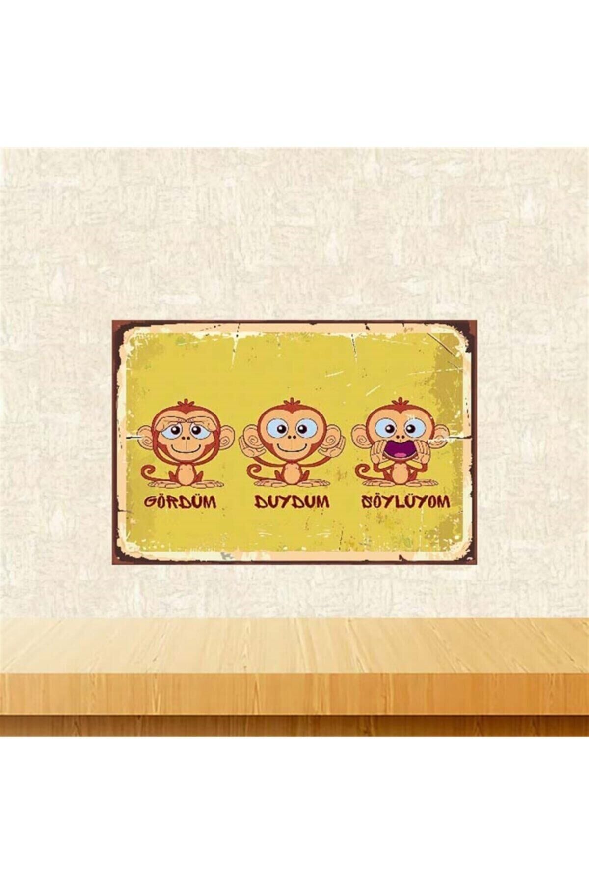 Gördüm Duydum Söylüyom 20-30 Cm Retro Ahşap Poster