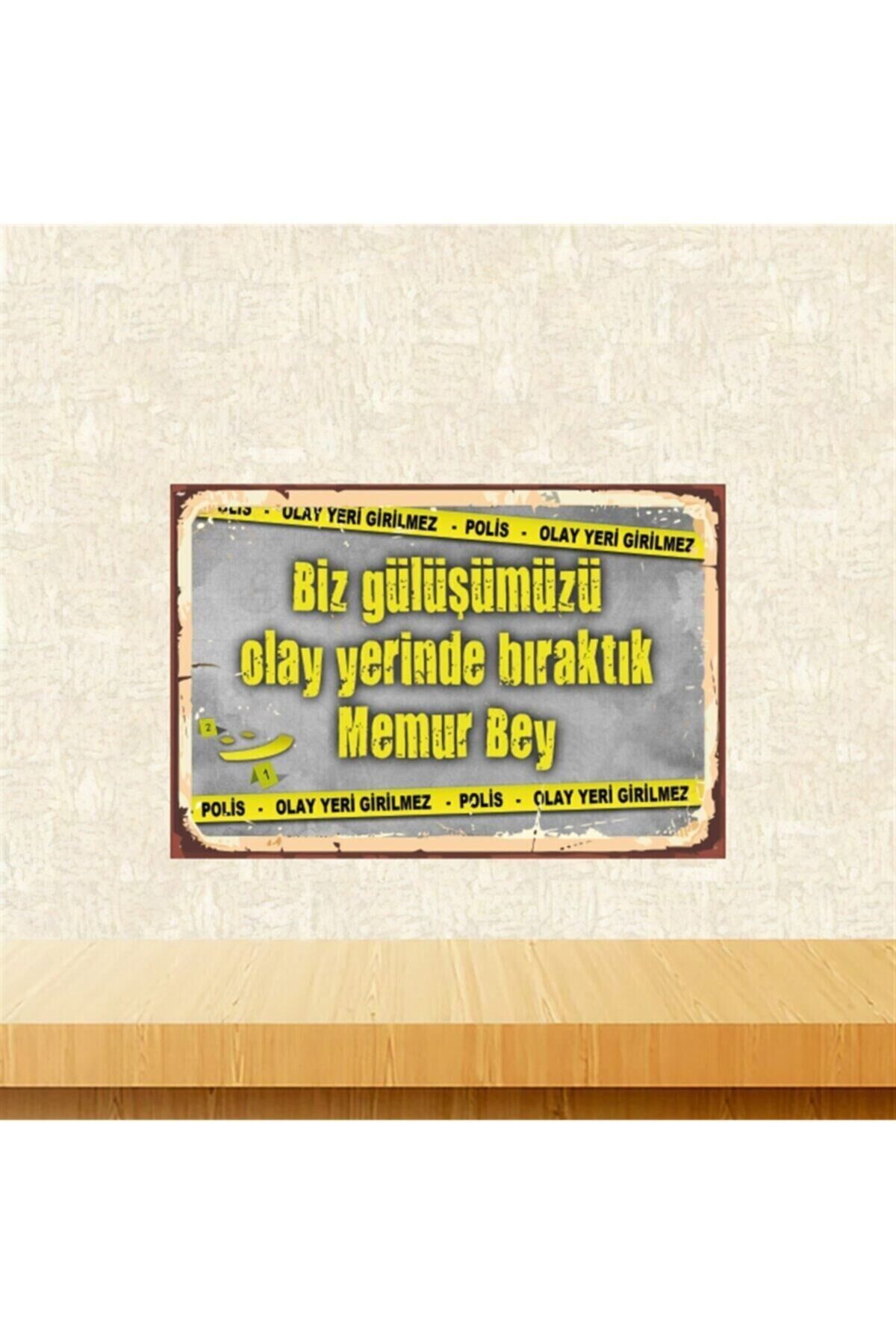 Biz Gülüşümüzü Olay Yerinde Bıraktık Retro Ahşap Tablo 2030 cm Tkfx5522