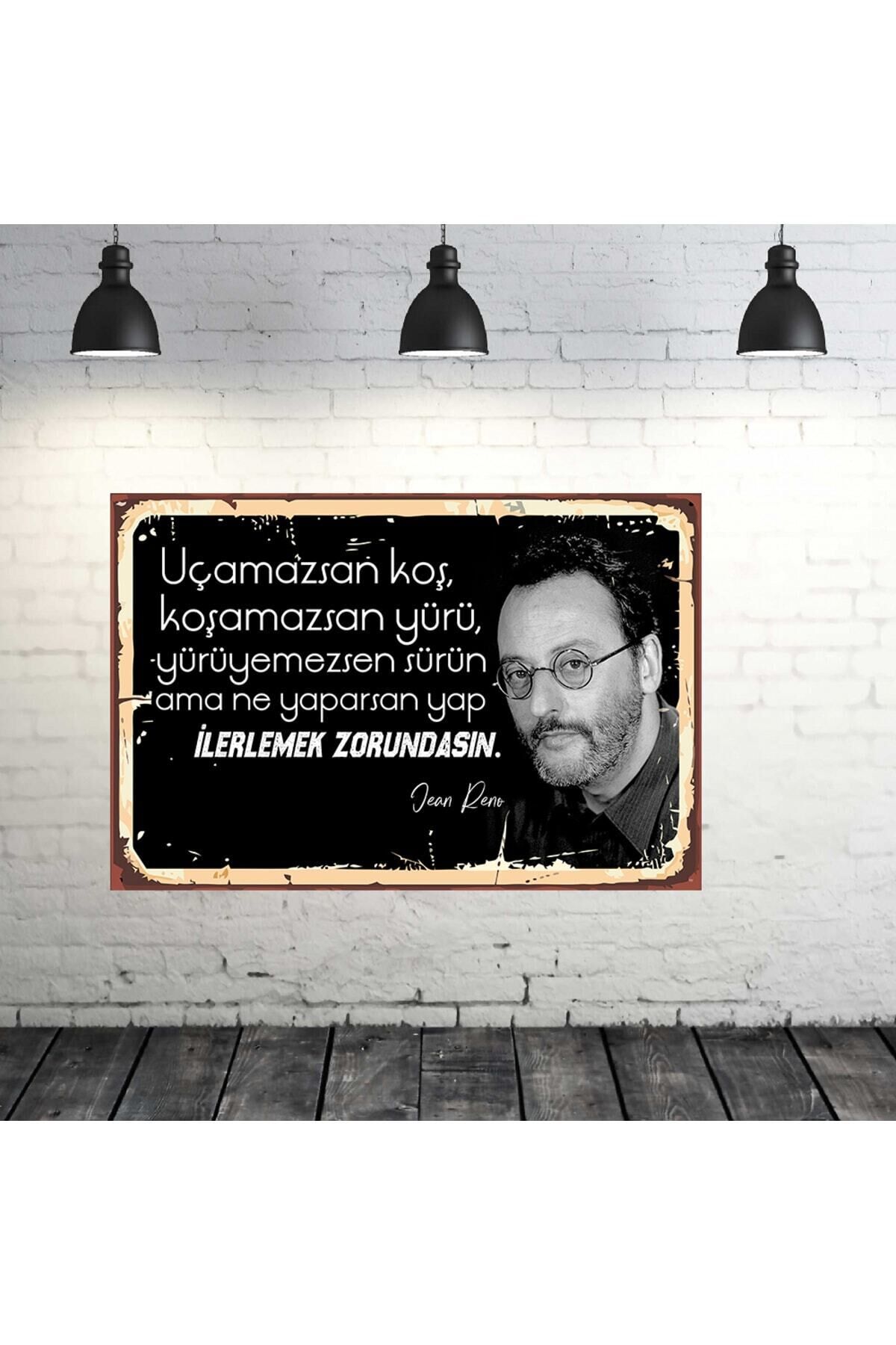 Ilerlemek Zorundasın Jean Reno 20x30 Cm Retro Ahşap Tablo