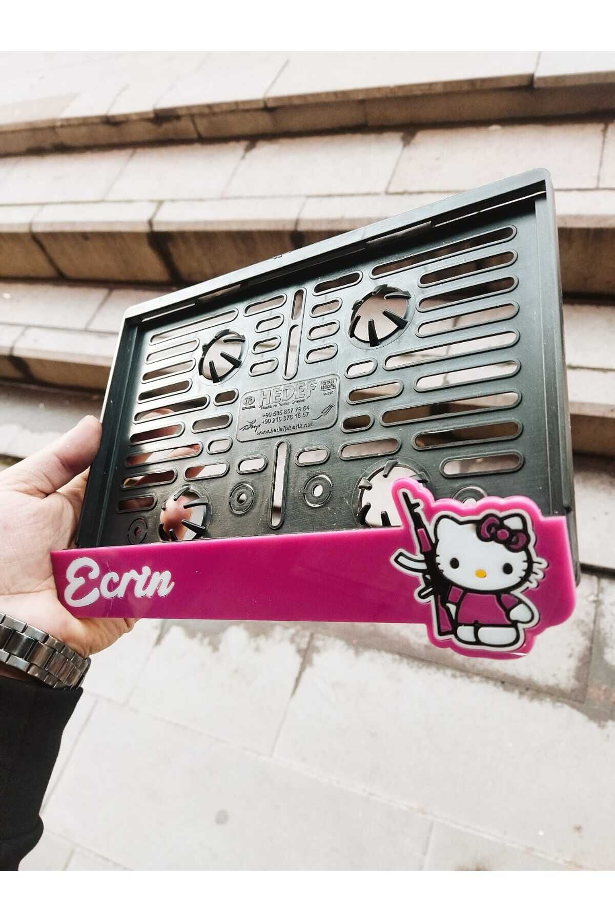 Motorsiklet Plakalık Lazer Kesim Pleksi Keleşli HELLO KİTY lmotor plakalık|kişiye özel plakalık