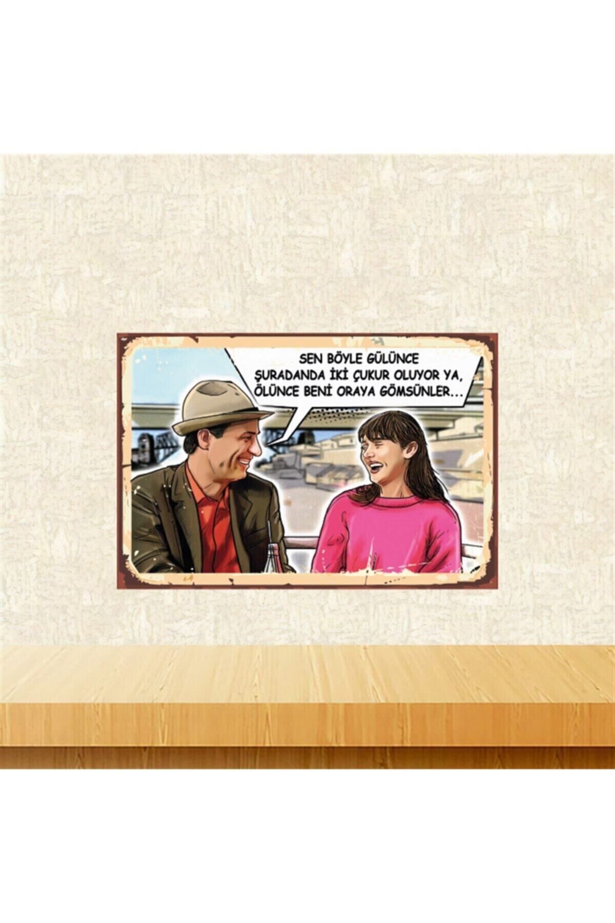 Sen Böyle Gülünce 20-30 cm Retro Ahşap Tablo Tkfx5373