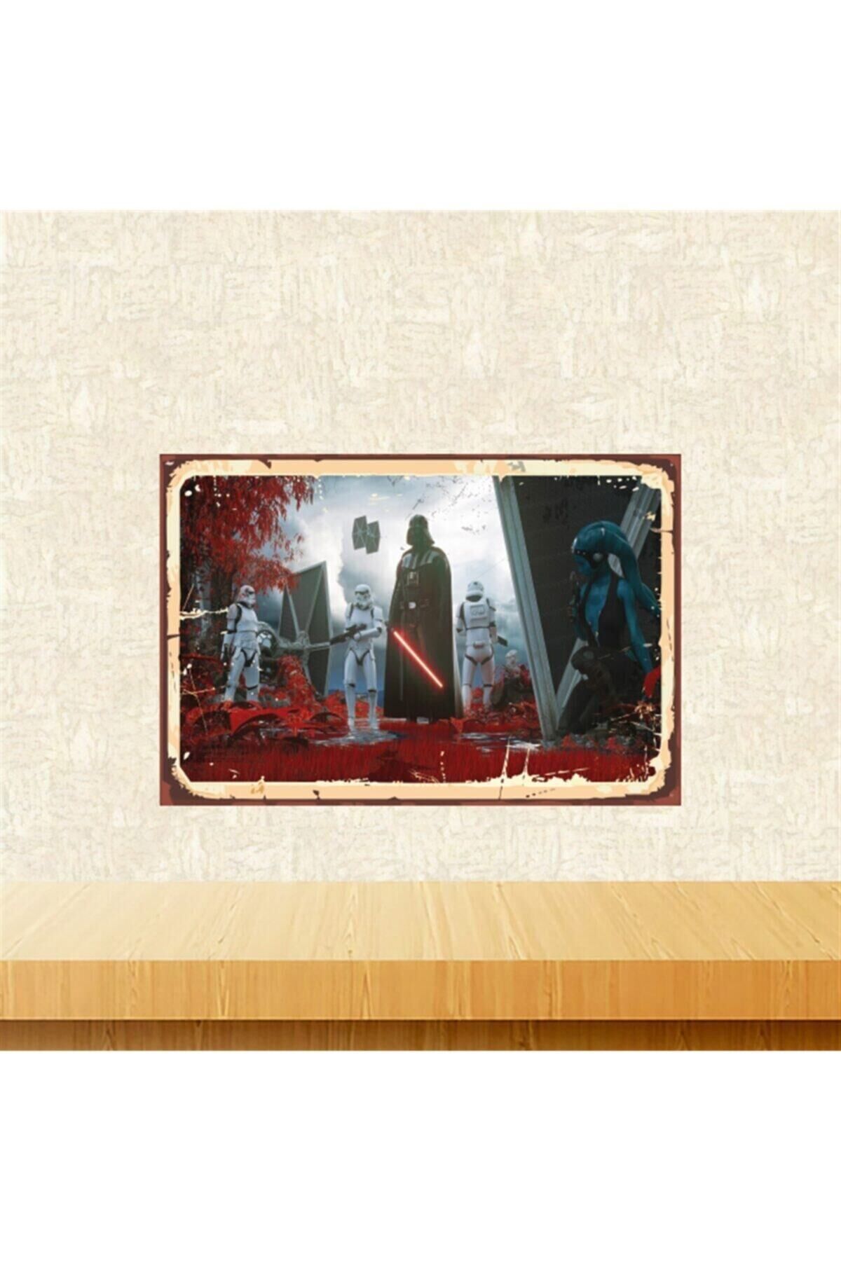 Star Wars Tasarımlı Retro Ahşap Tablo Tkfx5705 20-30 cm