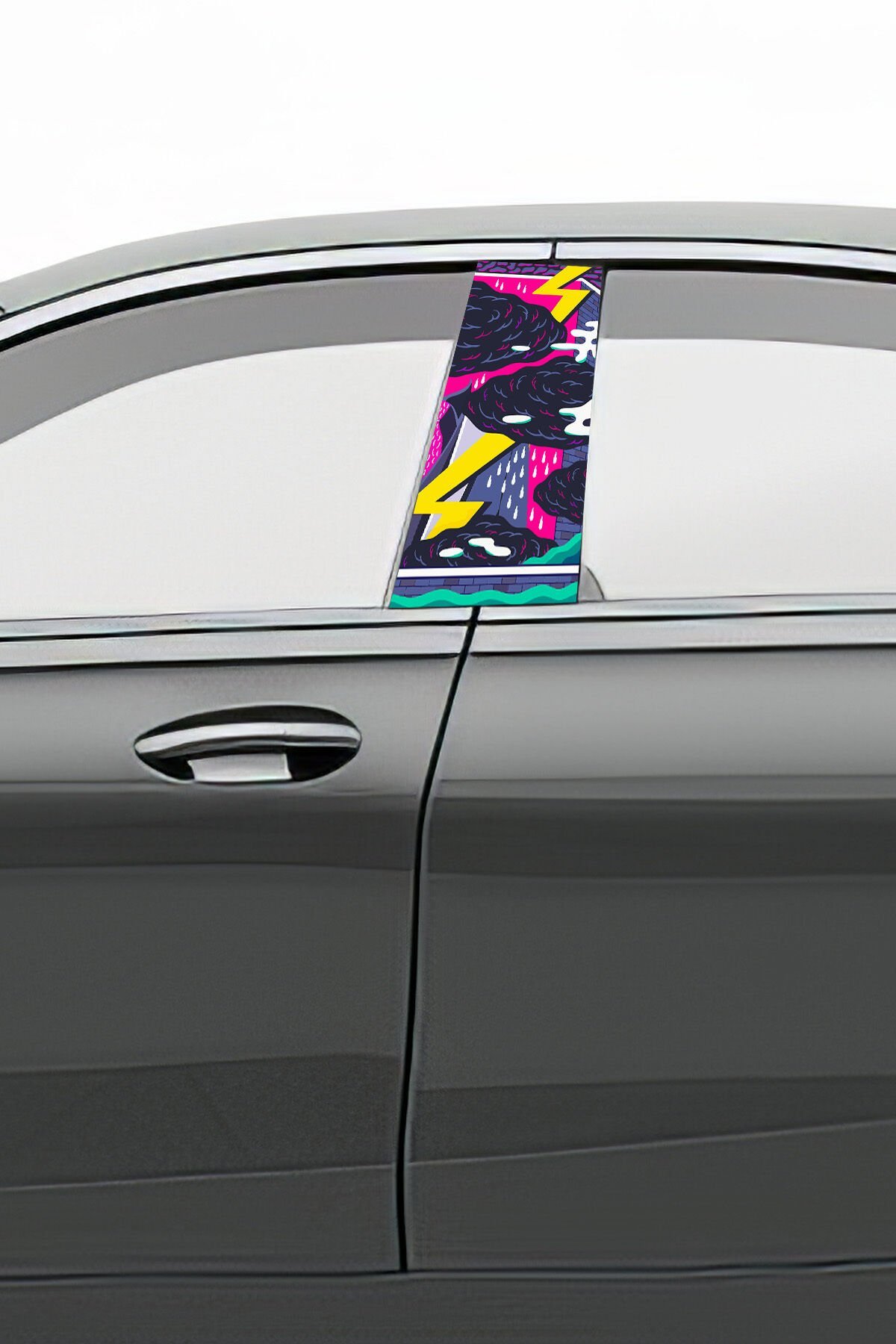 Araç Kapı Direk Kaplama Folyosu Desenli (Sağ Sol Takım) Uyumlu (2 Adet) - 22x50 cm