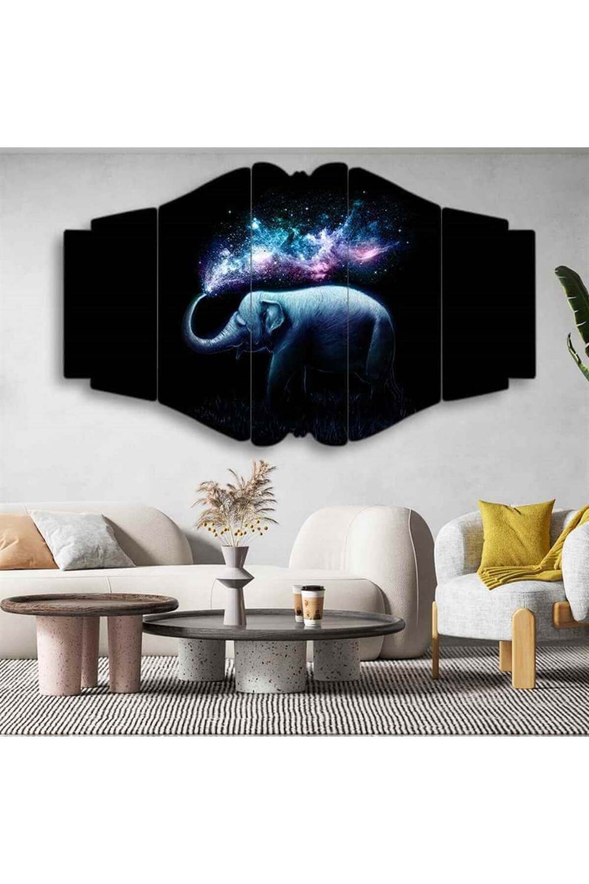 Galaksiyi Taşıyan Fil - 5 Parçalı Tablo
