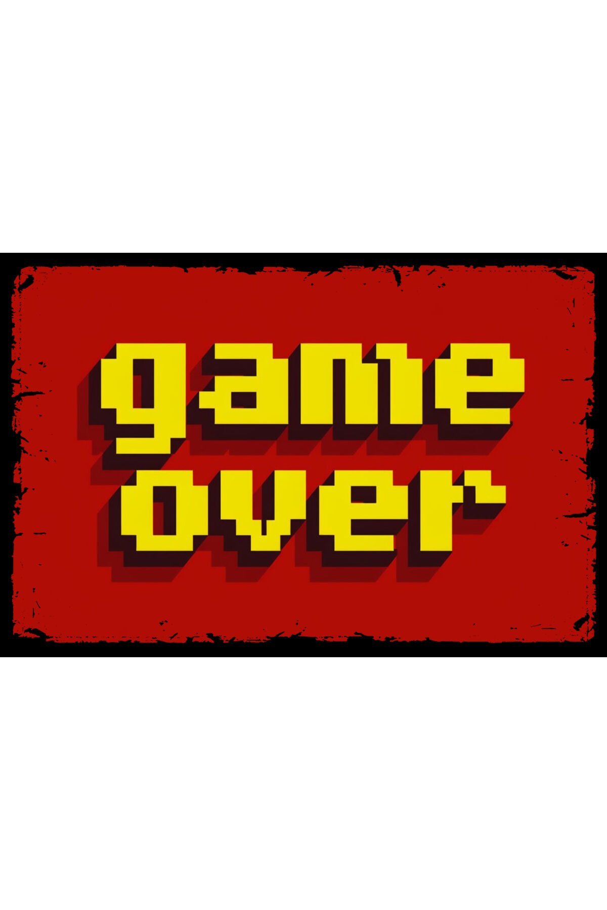 Game Over Retro Ahşap Dekorasyon Poster, Tablo (20x30) cm