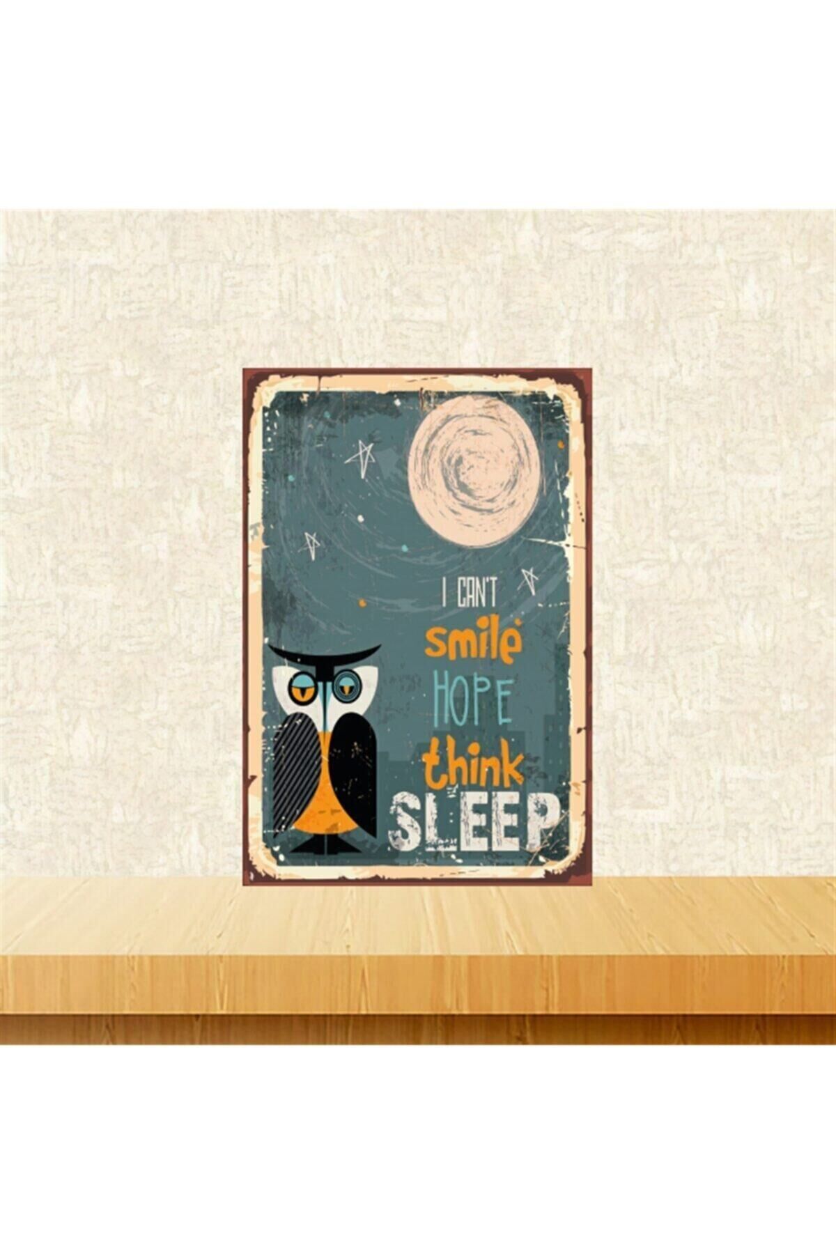 Smile Hope Think Sleep 20-30 Cm Retro Ahşap Tablo Tkfx5335