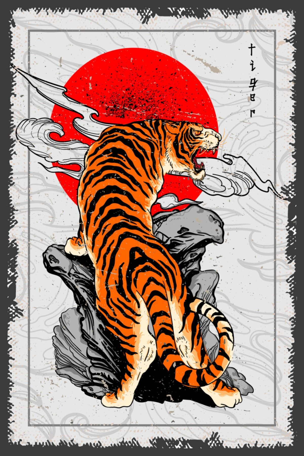 Uzakdoğu Kaplan Tasarım Ahşap Poster