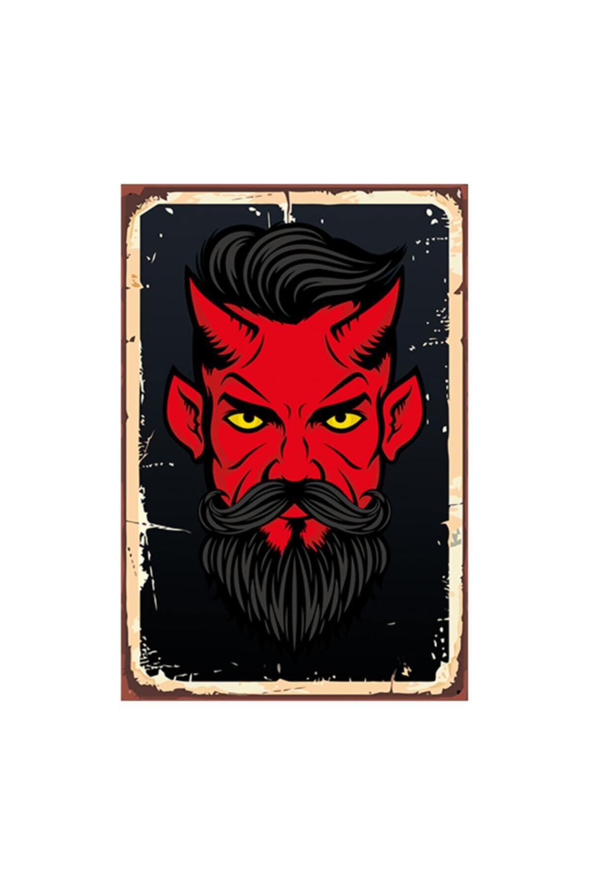 Şeytan Yüzlü Adam Tasarımlı 20*30 Cm Ahşap Tablo