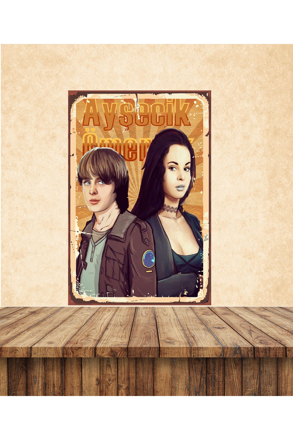 Ömercik Ve Ayşecik Temalı 20 x 30 CM MDF Tablo