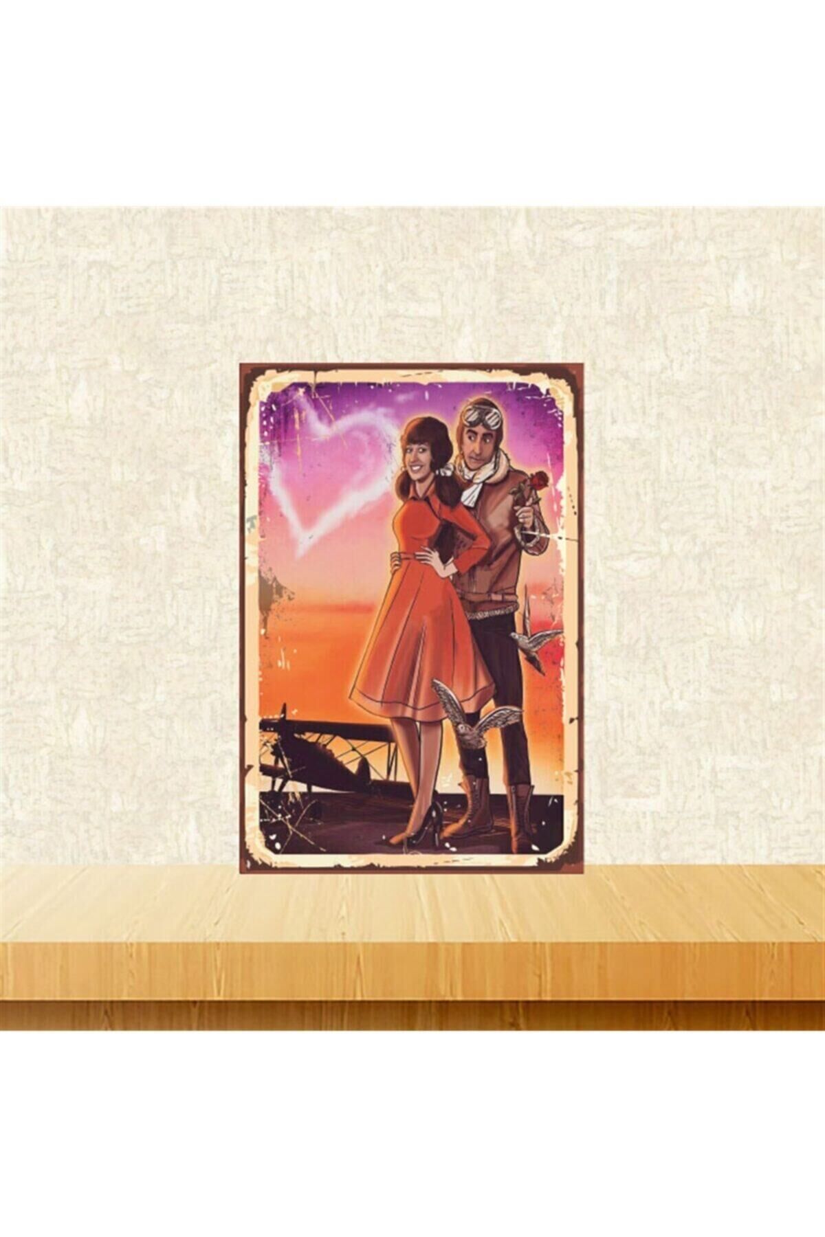 Gülen Gözler Vecihi&fikret 20-30 Cm Retro Ahşap Tablo Tkfx4886