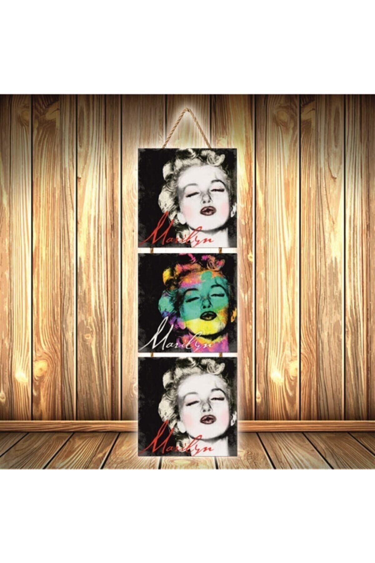 Marilyn Tasarımlı Üçlü Retro Ahşap Poster Ü496