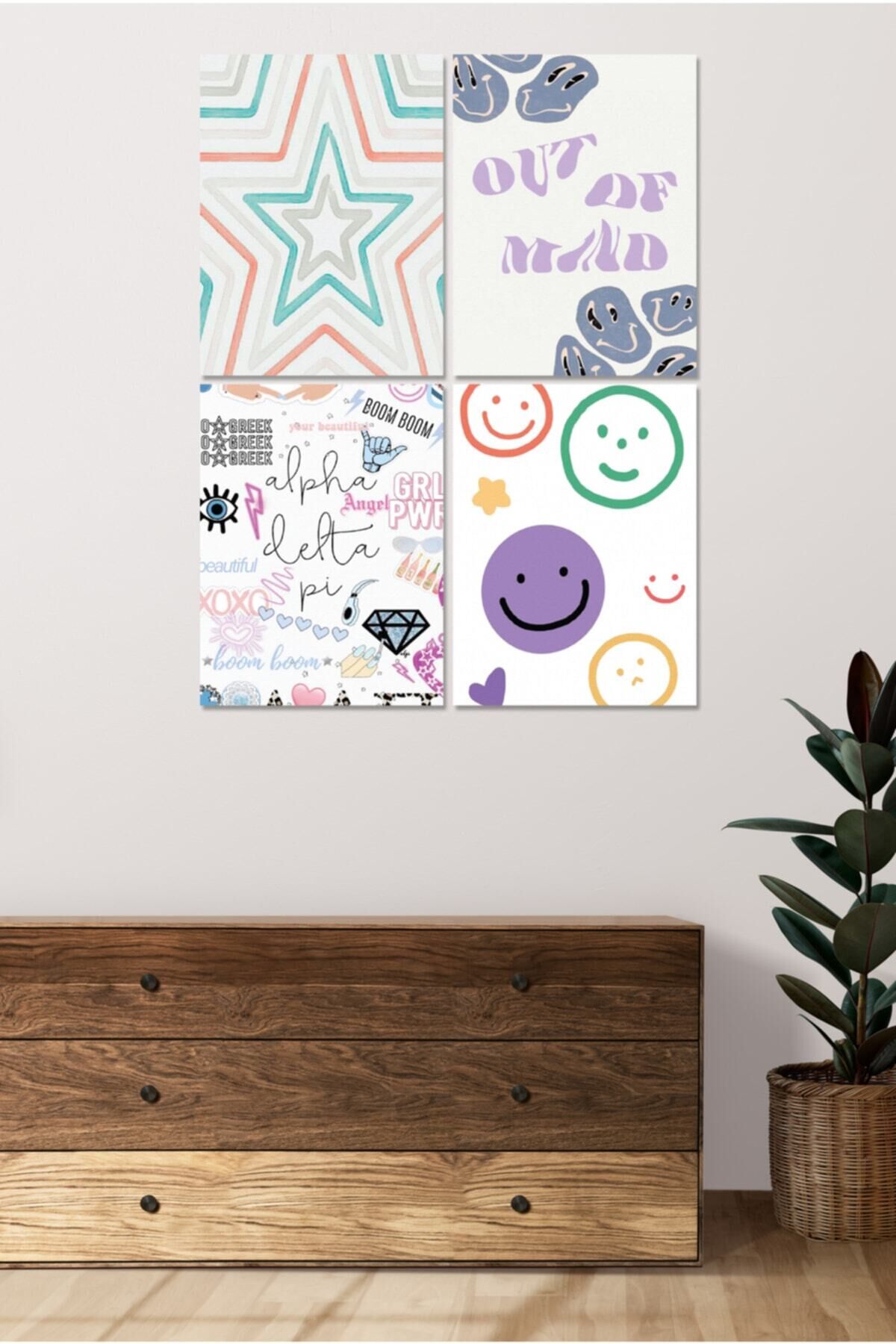 4 Parçalı Çerçeve Görünümlü Mdf Tablo Seti Dnu074