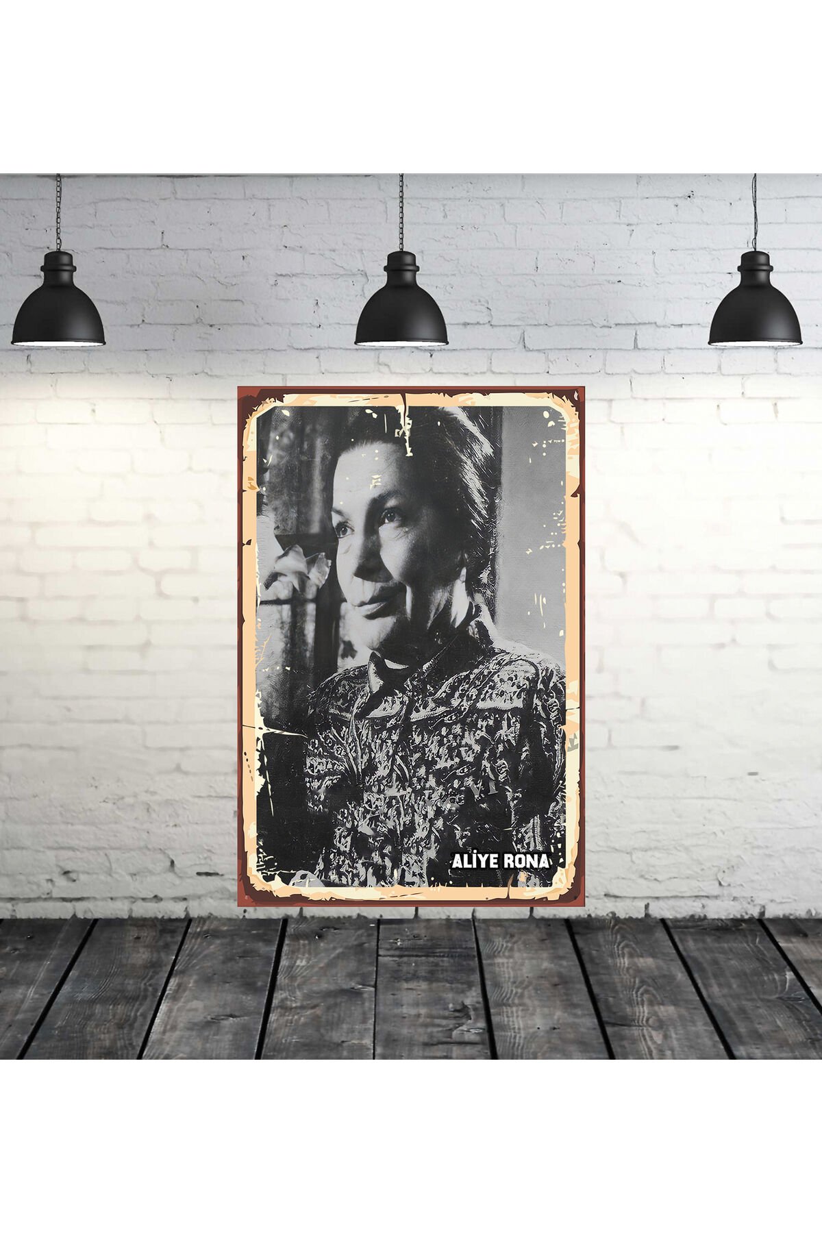 Aliye Rona Yeşilçam Tasarımlı Siyah Beyaz 20x30 Cm Retro Ahşap Tablo