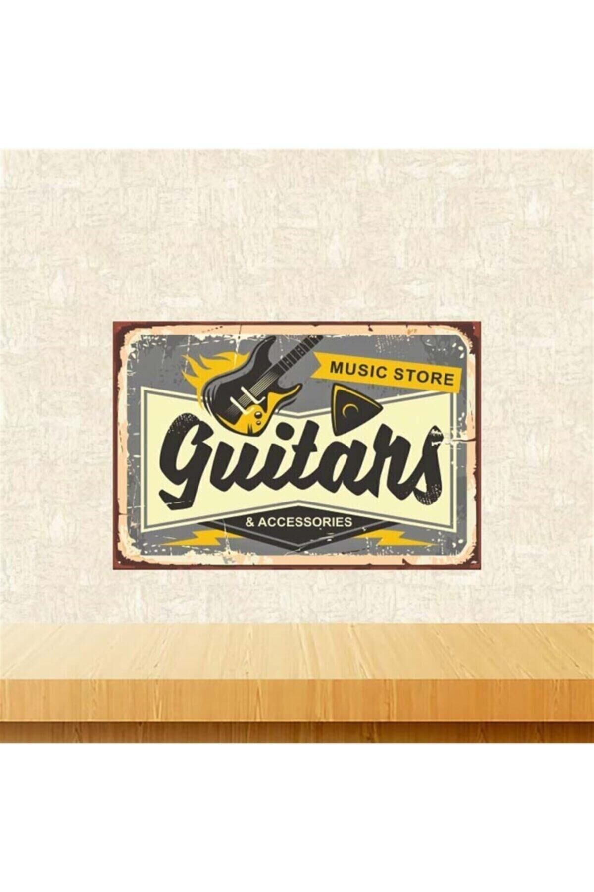 Guitars 20 30 Cm Retro Ahşap Poster Tkfx4160