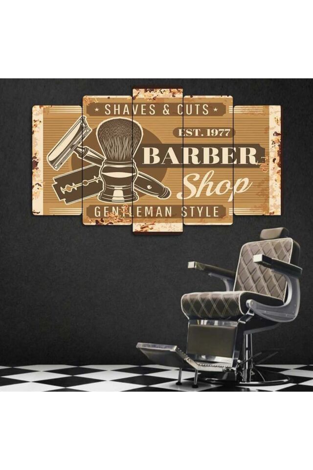 Barber Shop - 5 Parçalı Tablo