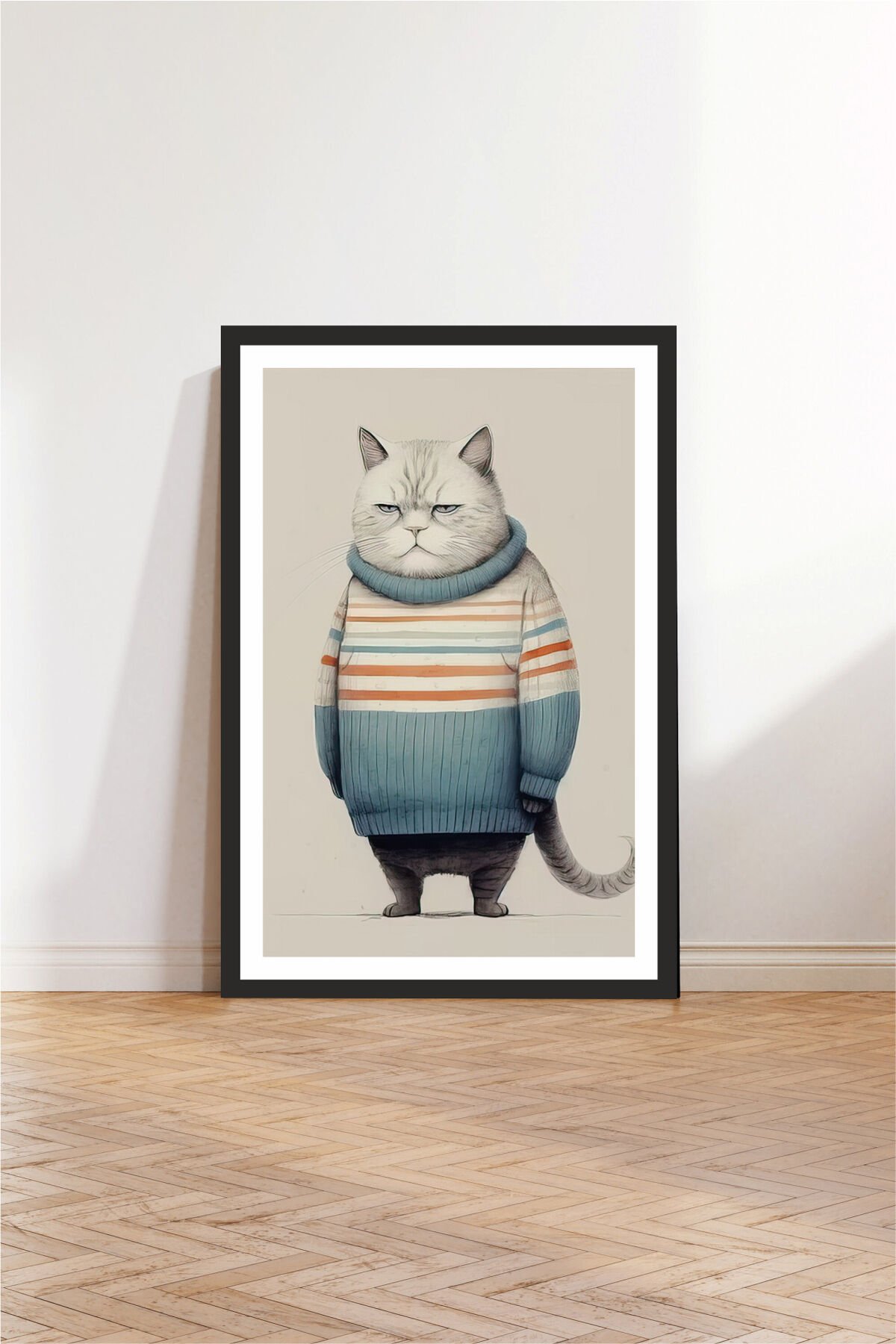 Kedi tasarımlı Çerçeve Görünümlü Mdf Tablo