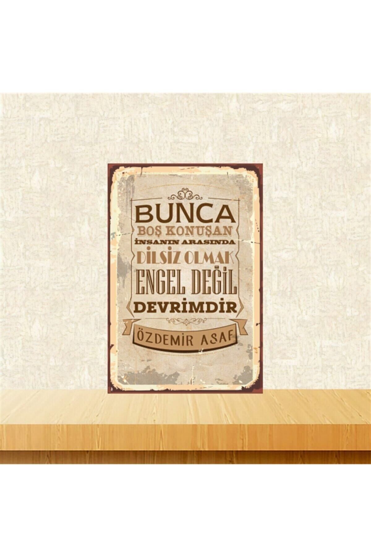 Dilsiz Olmak Engel Değil 20-30 Cm Retro Ahşap Tablo Tkfx5263