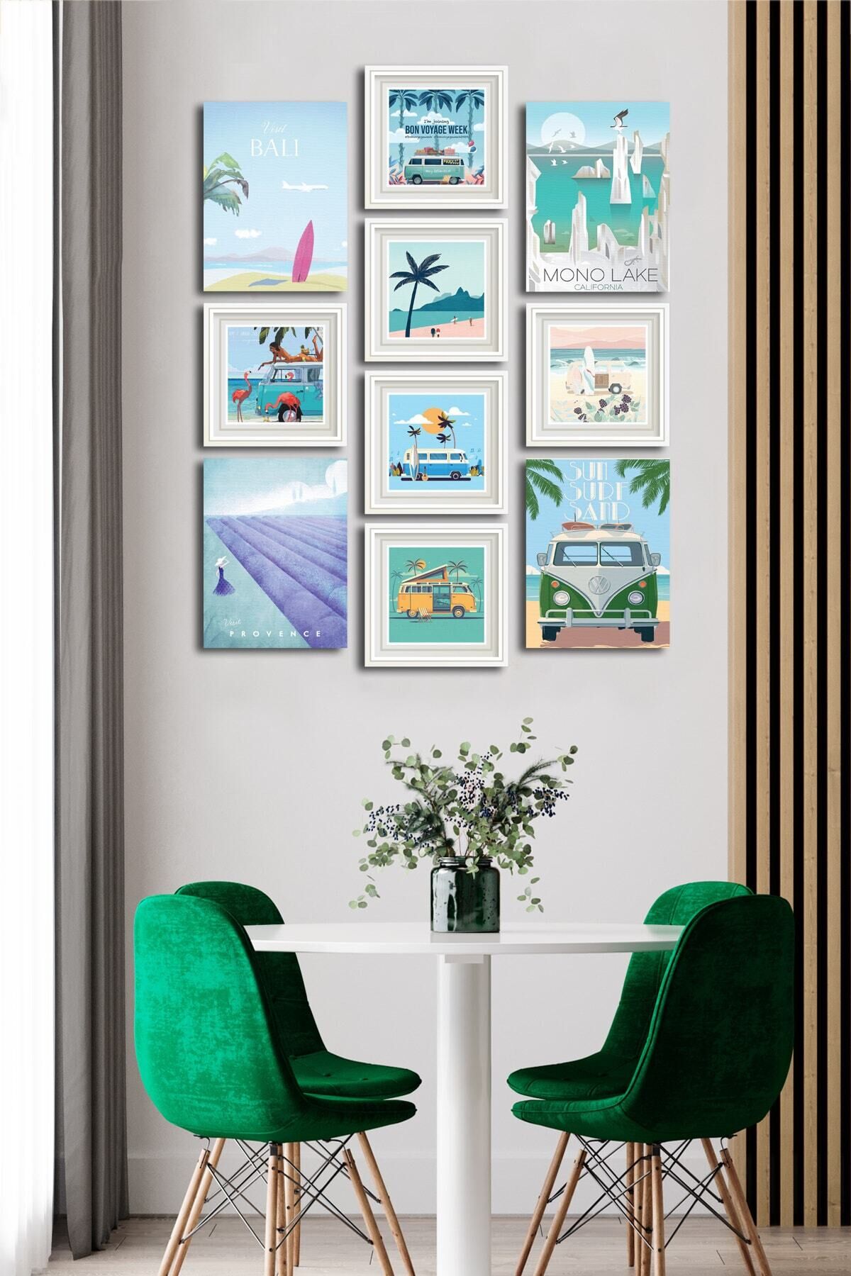 10 Parçalı Çerçeve Görünümlü Mdf Tablo Seti Flm186