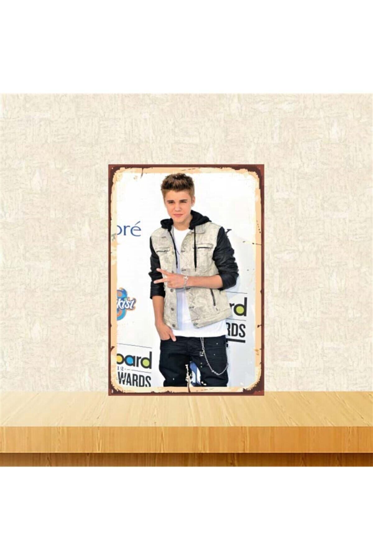 Justin Bieber 20x30 cm Retro Ahşap Poster Tkfx4220