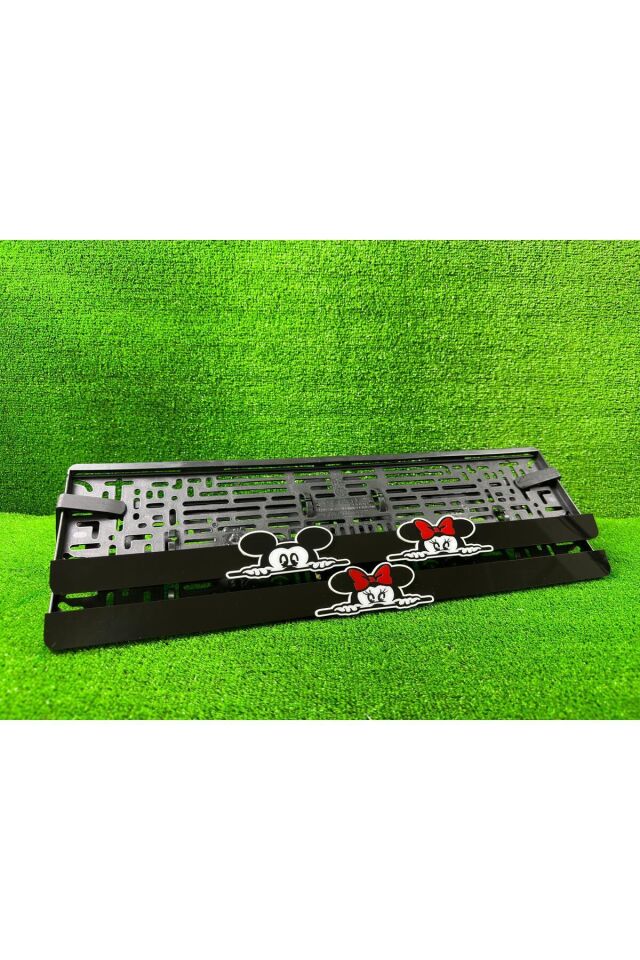 Mickey - Minnie Mouse 3d Kabrtmalı Pleksi Araba Plakalığı 1 Takım