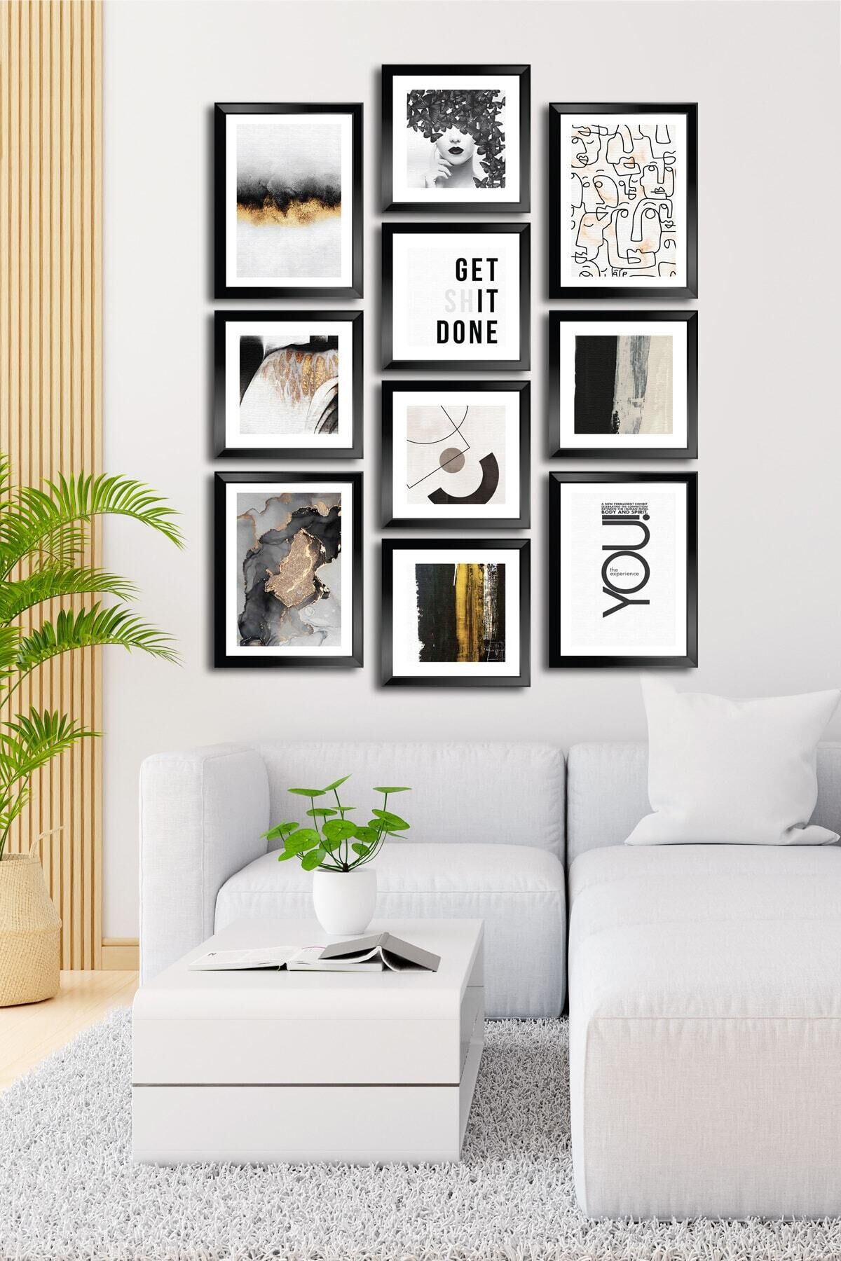 10 Parçalı Çerçeve Görünümlü Mdf Tablo Seti Flm163