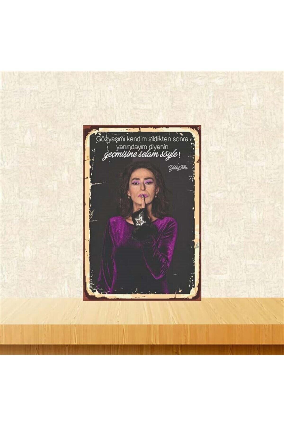 Yıldız Tilbe 20-30 Cm Retro Ahşap Poster Tkfx3693