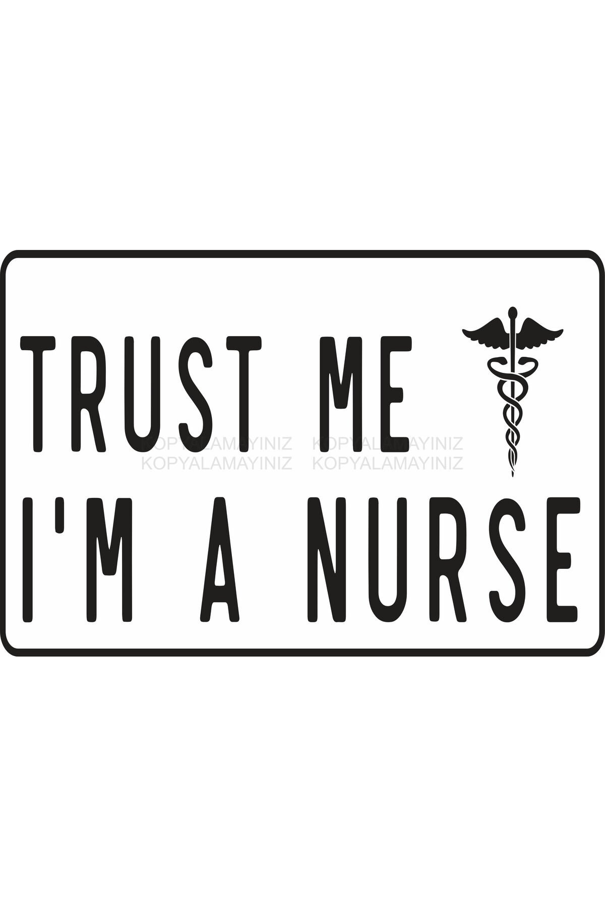 ben bir hemşireyim tabela dekorasyon tablo retro ahşap poster