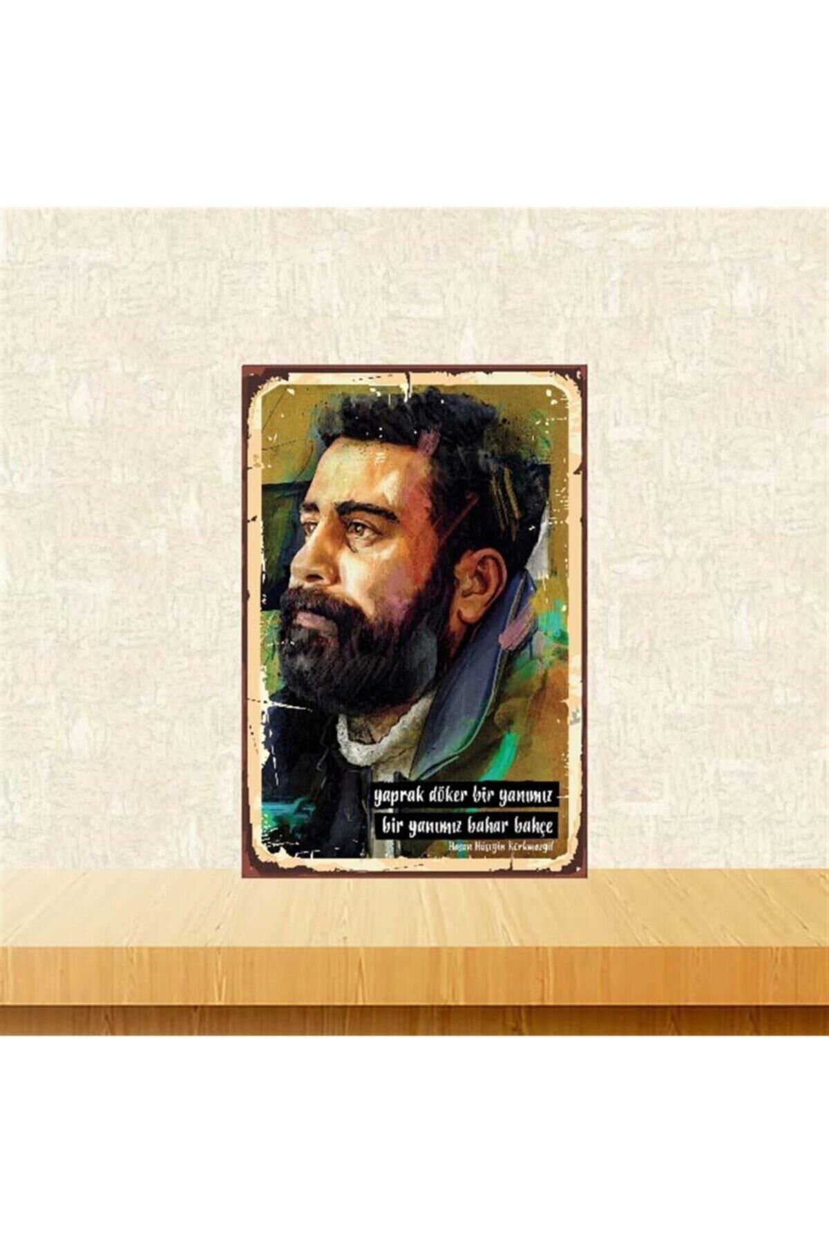 Yaprak Döker Bir Yanımız Ahmet Kaya 20-30 Cm Retro Ahşap Poster