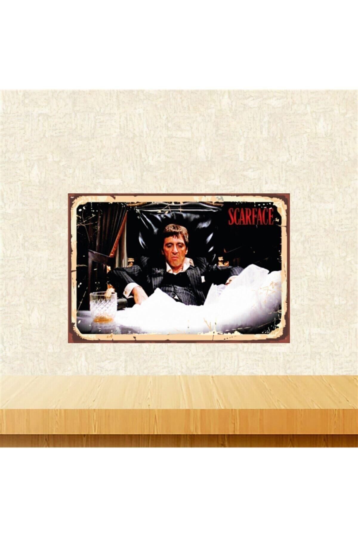 Scarface Tasarımlı Retro Ahşap Tablo 20x30 cm