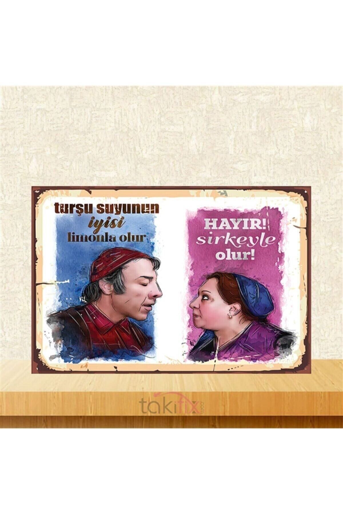 Hayır Sirkeyle Olur! 20-30 Cm Retro Ahşap Poster