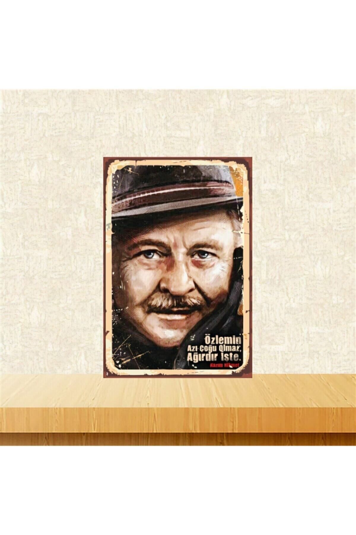 Nazım Hikmet Özlemin Azı Çoğu Olmaz 20-30 Cm Retro Ahşap Tablo Tkfx4776