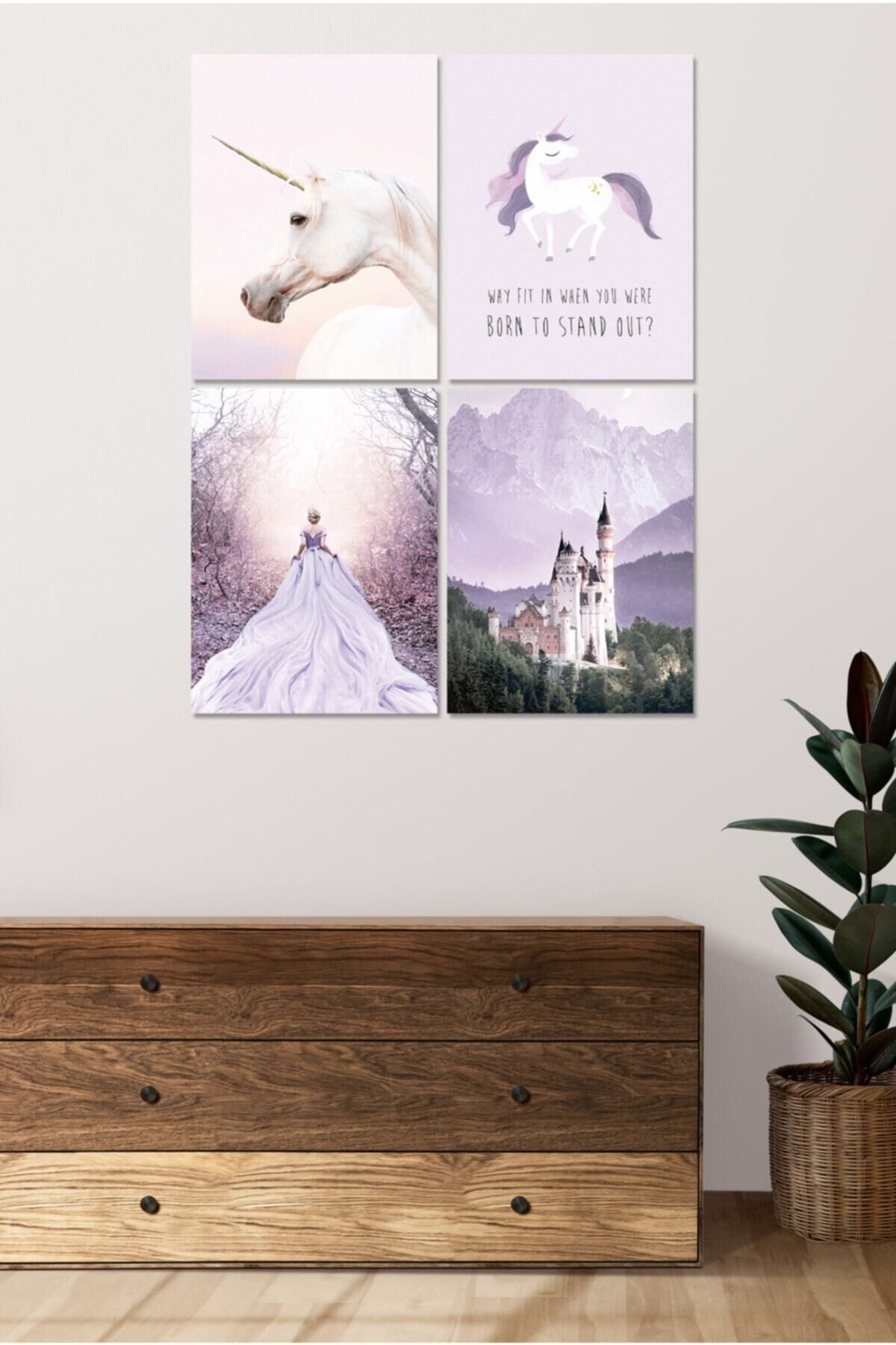 4 Parçalı Çerçeve Görünümlü Mdf Tablo Seti Dnu016